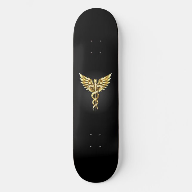 Skateboard Symbole Polygonal Or Caduceus (Recto)