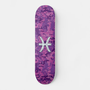 Skateboard Symbole ziolique des Poissons sur Camo numérique r
