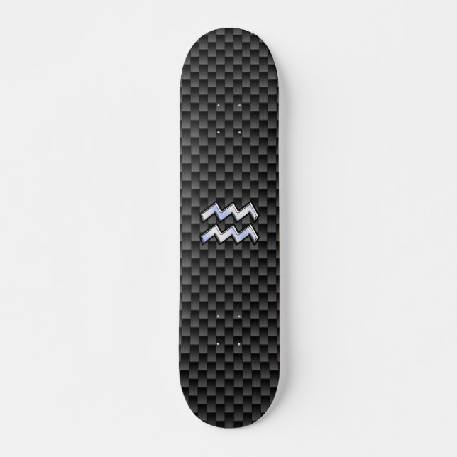 Skateboard Symbole Zodiaque d'argent Aquarius Style fibre de  (Devant)