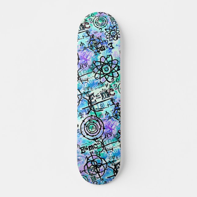 Skateboard Symboles de physique et de maths, geek (Devant)