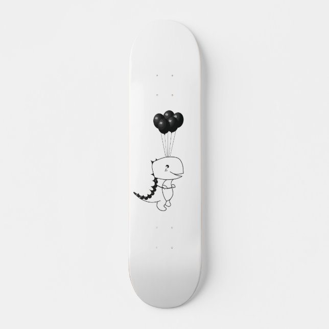 Skateboard T-Rex Volant Avec Ballons Noirs (Devant)