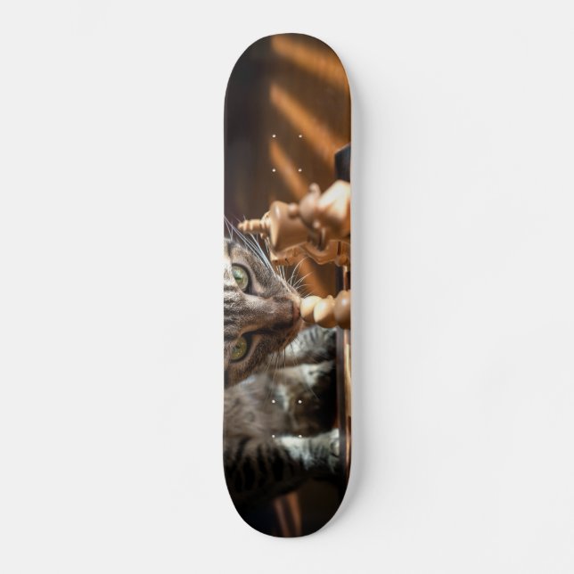 Skateboard Tabby Cat Jouer Aux Échecs (Recto)