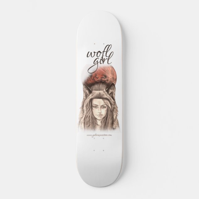 Skateboard Tabla de Patinage modélisation Wolf girl. (Recto)
