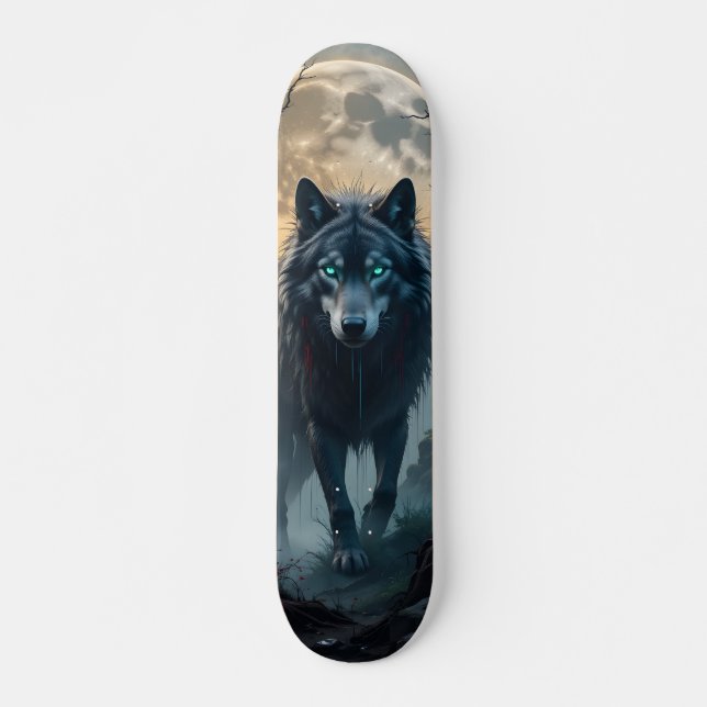 Skateboard Tabla de Skate Lobo Feroz con luna llena (Devant)