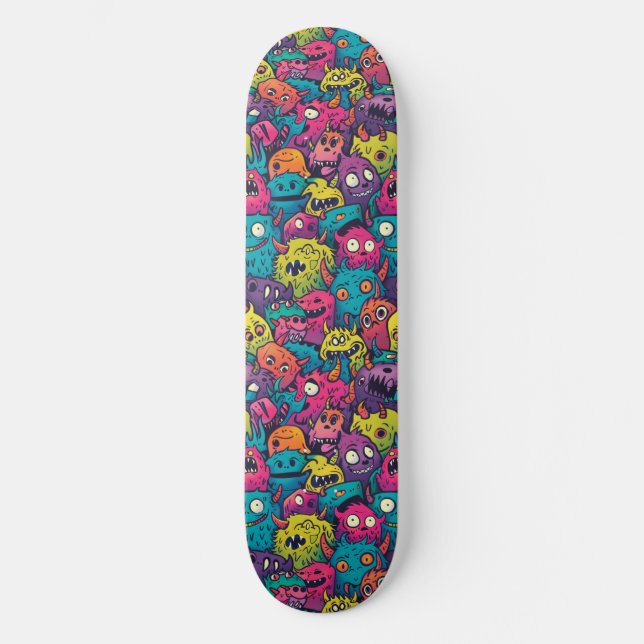 Skateboard Tableau de bord des monstres de dessin cool (Recto)