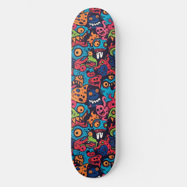 Skateboard Tableau de bord des monstres de dessin cool (Recto)