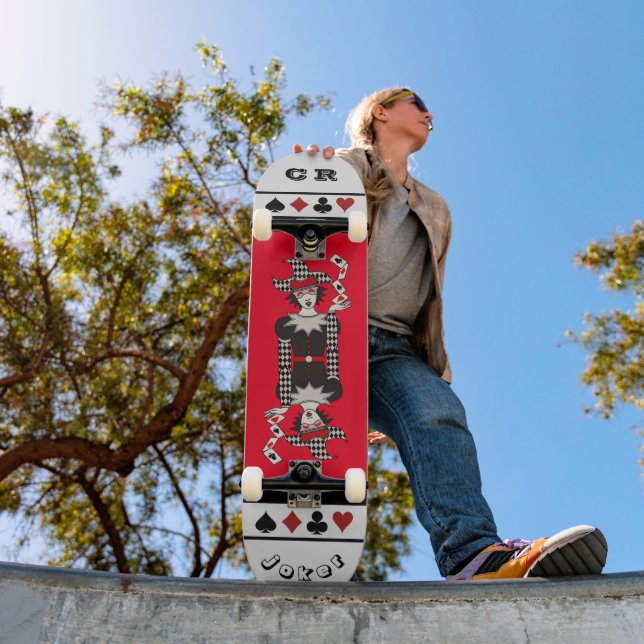 Skateboard Tableau de bord personnalisé rouge et noir "Joker" (Extérieur 1)
