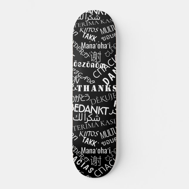Skateboard Tableau de bord texte Merci Word multilangue (Recto)