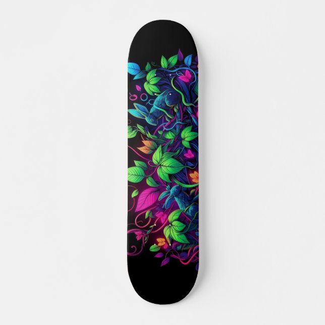 Skateboard Tableau Motif de graffitis Blacklight (Devant)