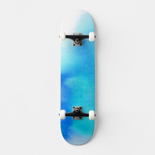 Skateboard Tache bleue, peint à la main abstrait d'aquarelle (Recto)