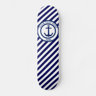 Skateboard Tampon en forme d'ancre et bandes diagonales perso