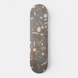 Skateboard Tan Gris Beige Brown Terrazzo Marbre Motif
