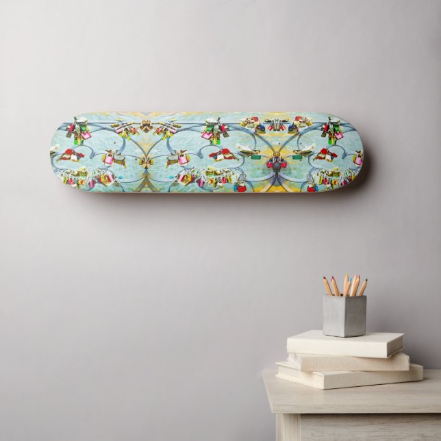 Skateboard Tant d'amour ! L'amour serrure pour l'amour éterne (Art mural (Horz))
