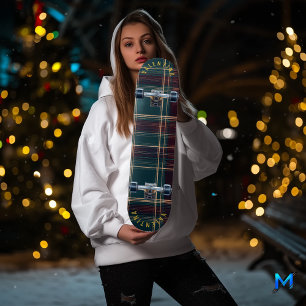 Skateboard Tartan classique avec des accents verts et rouges