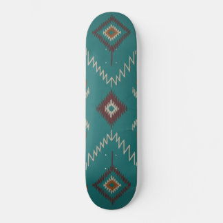 Skateboard Teal Navajo Tribal Geometric Pattern