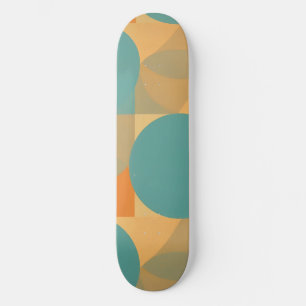Skateboard Teal, Tan et Orange dans un motif de style rétro