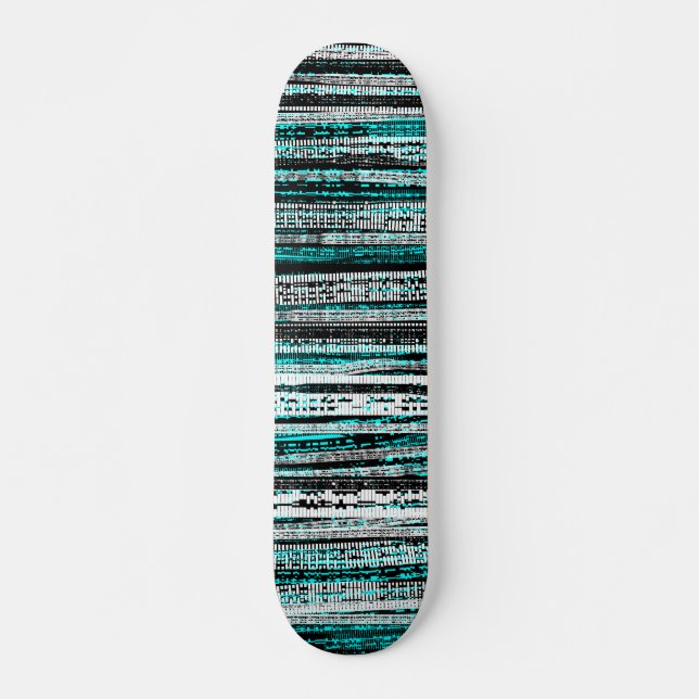 Skateboard Tech Decay - noir et blanc sur Cyan (Devant)