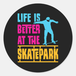 Skateboard Teenager Longboard Skater Skateboarding Classic Round Sticker