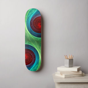 Skateboard Tempête rouge Floral Art moderne Abstrait Motif co