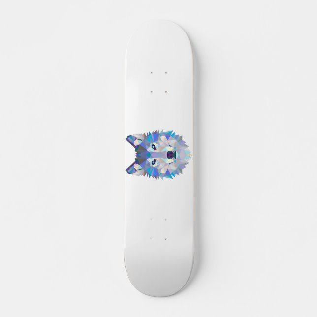 Skateboard Tête de loup polygonale géométrique (Devant)