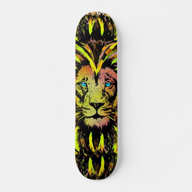 Skateboard Tête Lion Jaune - Patinage Visage Lion (Devant)