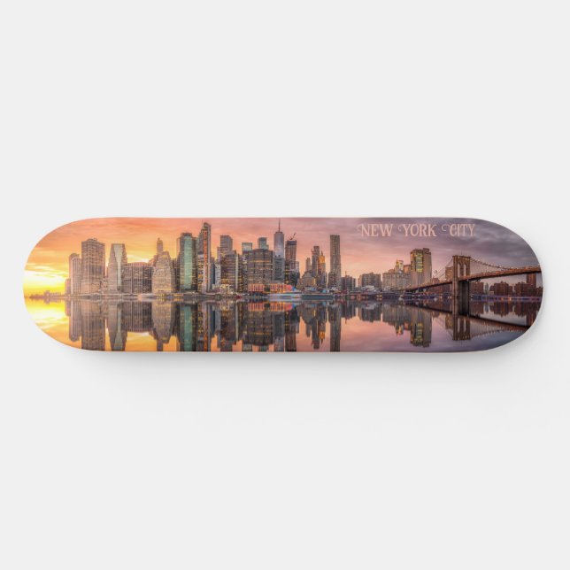 Skateboard Texte personnalisé New York City Skyline (Horz)