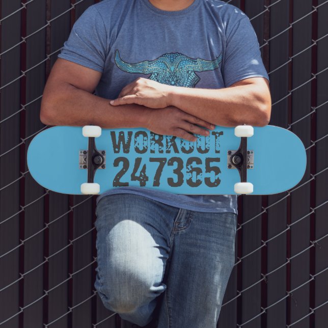 Skateboard Texte usé et rayé Workout 247365 bleu (Extérieur 3)