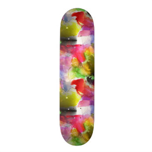 Skateboard Texture de conception rouge, aquarelle jaune