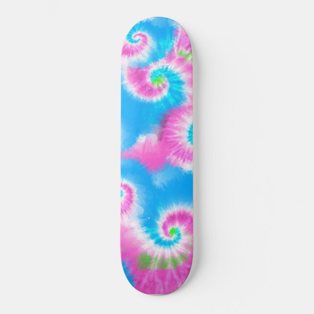 Skateboard Tie Dye Peinture à la main Motif rose (Recto)