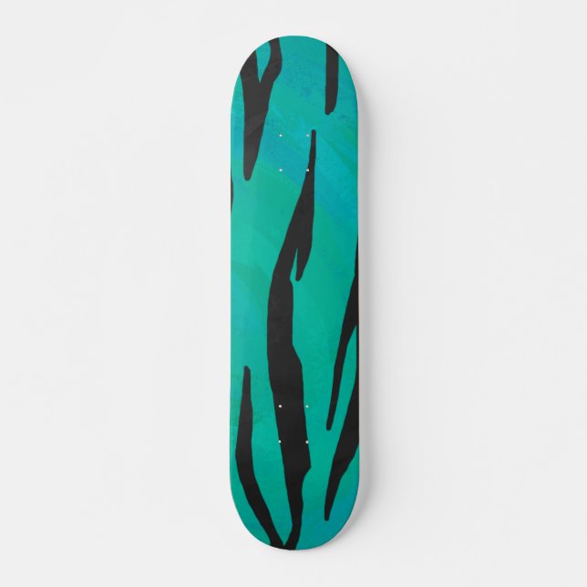 Skateboard Tiger noir et Turquoise (Devant)