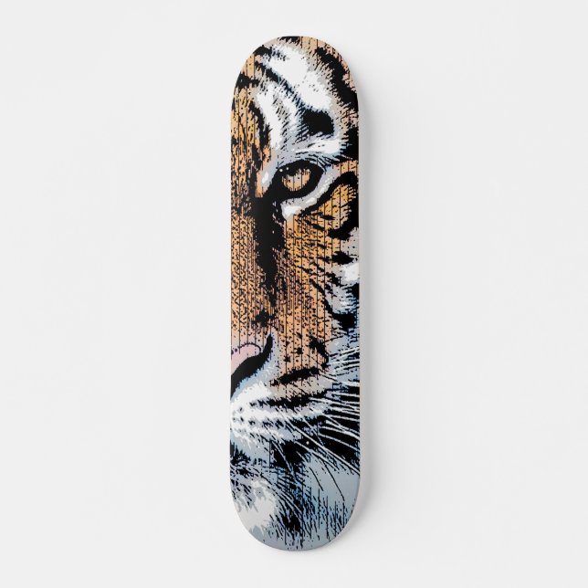 Skateboard Tiger rayures Portrait dans Graphic Press Style (Devant)