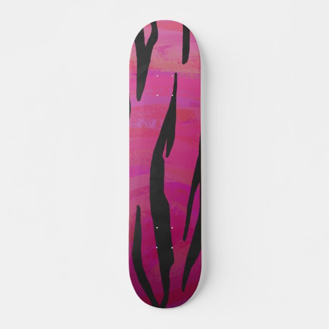 Skateboard Tiger rose chaud et noir (Devant)