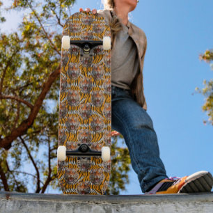 Skateboard Tiger Tête Sur Tiger Skin Design Poster de animal