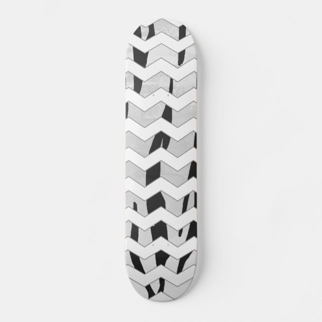 Skateboard Tigre Cheveron noir et blanc (Recto)