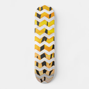 Skateboard Tigre Chevron noir et orange