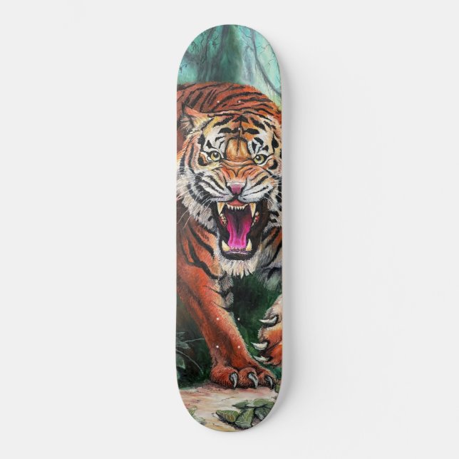 Skateboard Tigre en colère dans la jungle (Recto)