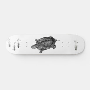 Skateboard Tortue aquatique noire et blanche