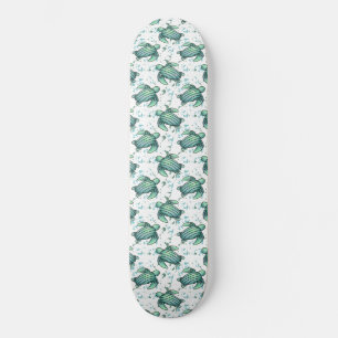 Skateboard tortue de mer à l'aquarelle verte motif bleu anima