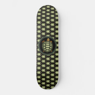 Skateboard Tortue & motif de carapace en vert & noir