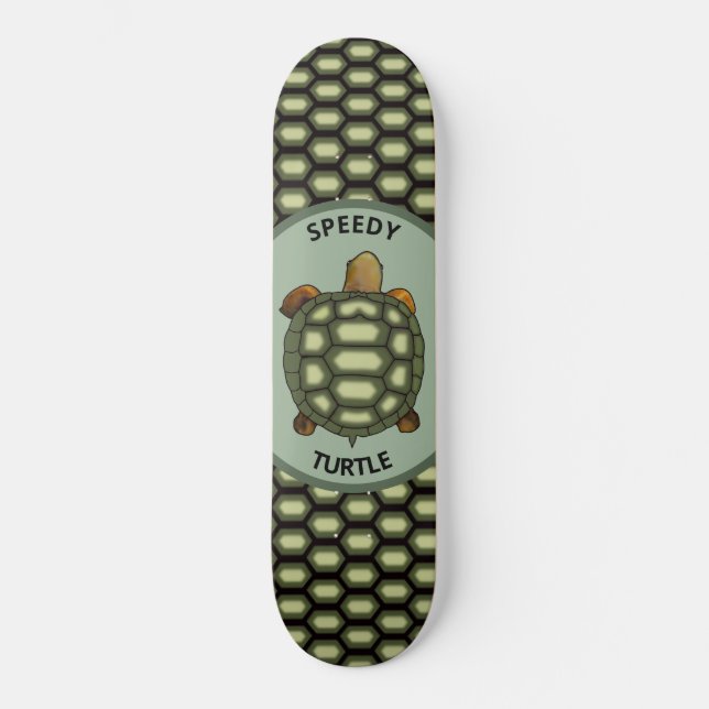 Skateboard Tortue rapide et motif de carapace en vert et noir (Recto)