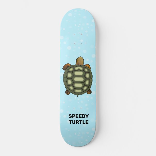 Skateboard Tortue rapide sur fond bleu clair (Recto)