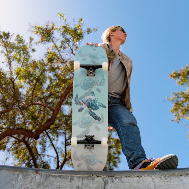 Skateboard Tortues de mer 3D Océan Thème (Extérieur 1)
