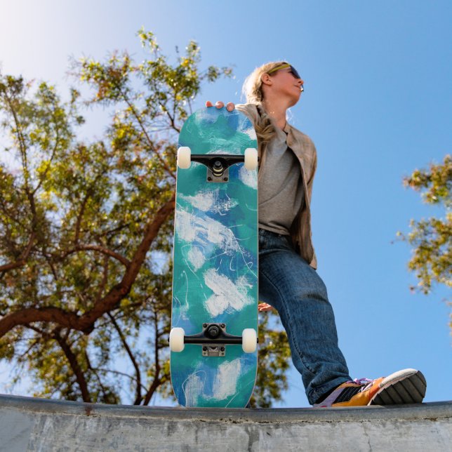 Skateboard Touche demi-tuyau bleu ouest (Extérieur 1)