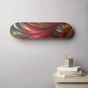 Skateboard Tourbillon Abstrait rouge Iridescente