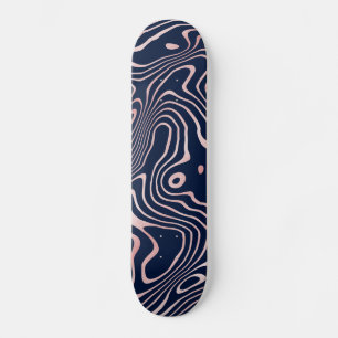 Skateboard Tourbillon de liquide rose Gold Abstrait Blue Desi