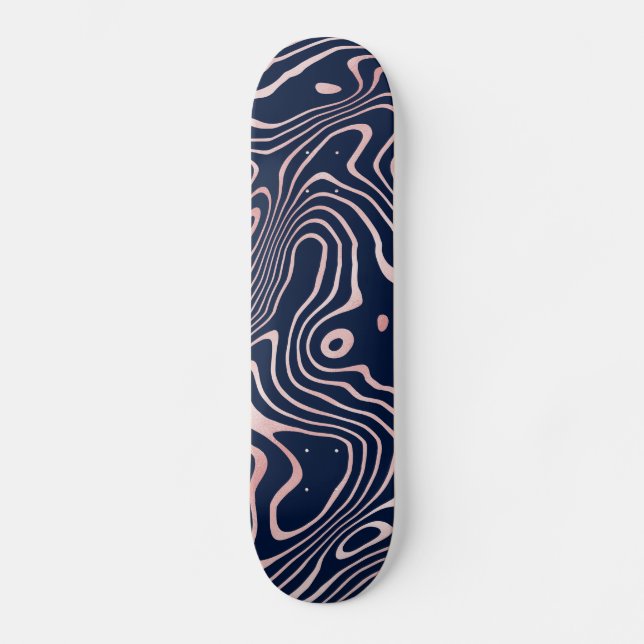 Skateboard Tourbillon de liquide rose Gold Abstrait Blue Desi (Recto)