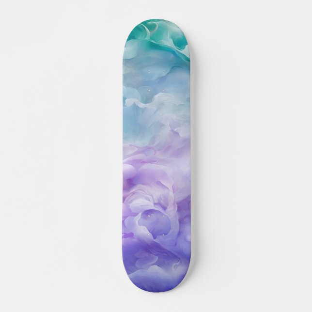 Skateboard Tourbillon de nuage bleu et violet (Devant)