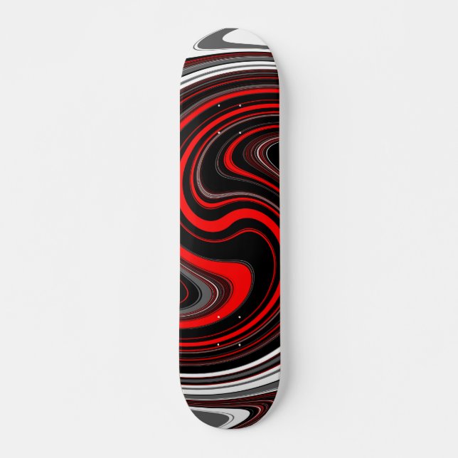 Skateboard Tourbillon de peinture rouge noir blanc (Devant)