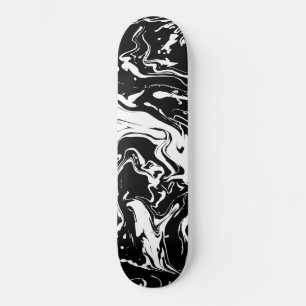 Skateboard Tourbillons abstraits noirs et blancs (conception 
