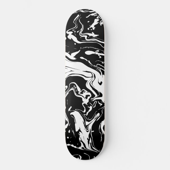Skateboard Tourbillons abstraits noirs et blancs (conception  (Recto)